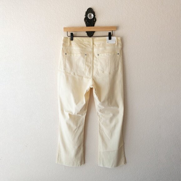 J. Jill Denim NWT Size 12 Sunshine Yellow Kick Flare Jeans Ankle Raw Hem Pants - Picture 5 of 8